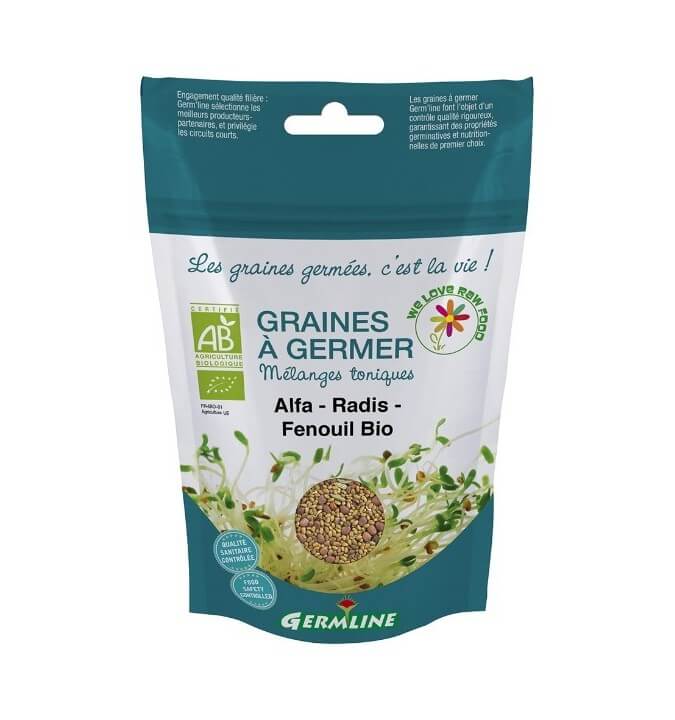 Graines germées ALFALFA-RADIS-FENOUIL BIO 150G Graines germées ALFALFA-RADIS-FENOUIL BIO 150G